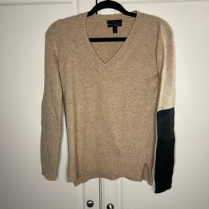 J. Crew Wool Cashmere Leather Elbow Sweater